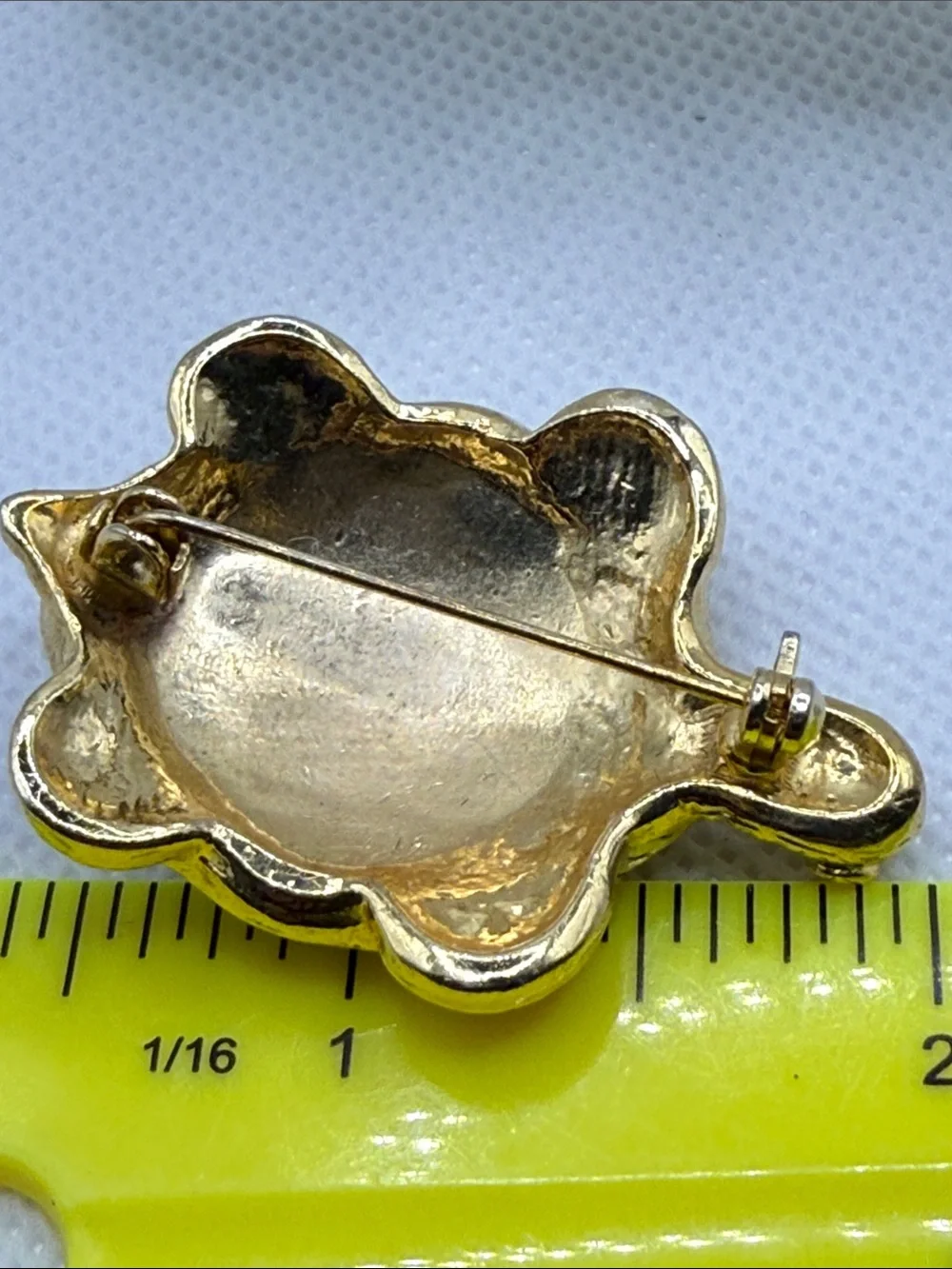 Vintage Gold-Tone Turtle Brooch Blue Green Enamel Clear Crystals high end look
